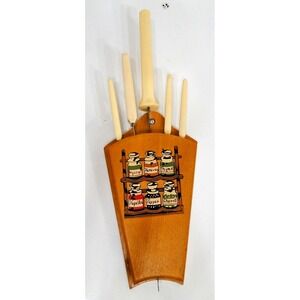 KNIFE HOLDER YUGOSLAVIA VINTAGE OLD SPICE CONTAINER‎ DESIGN WOOD WALL MOUNT